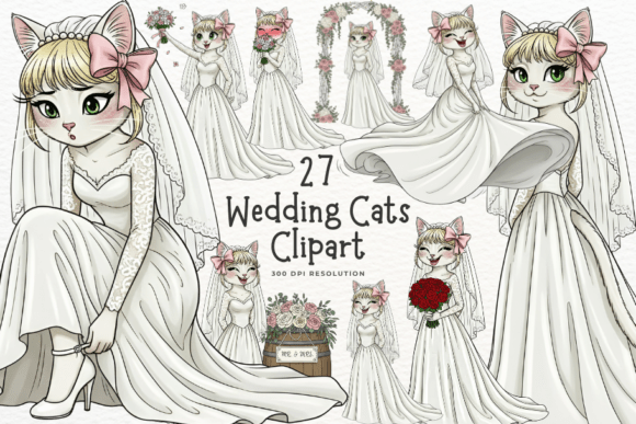 Adorable Feline Nuptials: Using Wedding Cat Bride Clipart