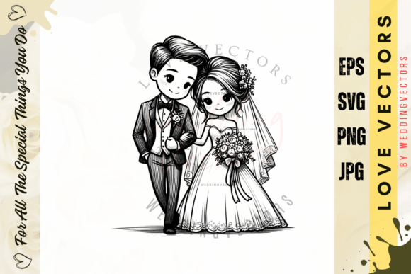 C2609: Wedding Couple and Love Vectors for Your Projects