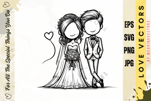 Capturing Romance: The Wedding Couple and Love Vectors - C2265 Collection