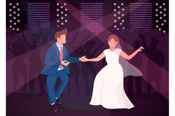 Celebrate in Style: The Wedding Night Party Flat Illustration