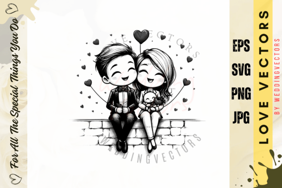 Celebrate Love with Wedding Couple and Love Vectors - C3117