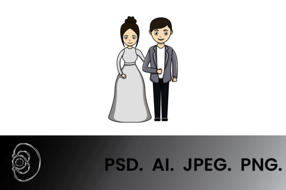 Charming Wedding Couple Vector Cartoon for Your Projects