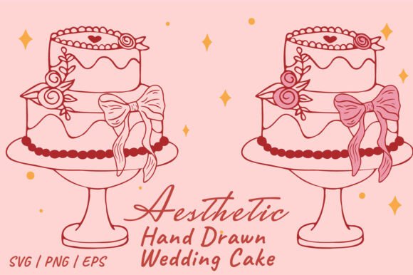 Coquette Hand Drawn Wedding Cake SVG PNG: A Designer's Toolkit