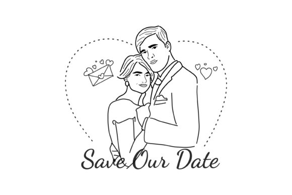 Elegant Gesture Illustration Wedding Couple: A Design Asset