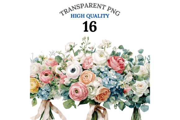 Elevate Your Wedding Designs with 16 Wedding Bouquets Clipart