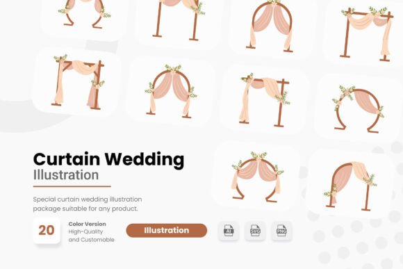 Elevate Your Wedding Designs with Curtain Illustrations