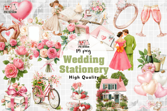 Elevate Your Wedding Designs with Watercolor PNG Stationery