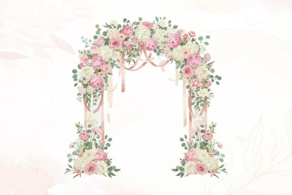 Floral Wedding Arch Illustration: A Watercolor Asset for Modern Design