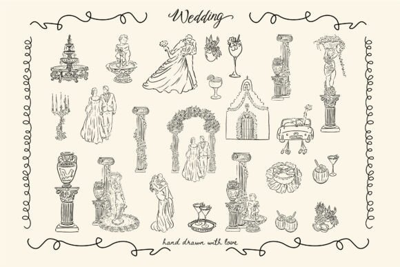 Hand Drawn Wedding Elements Collection: Beyond the Font
