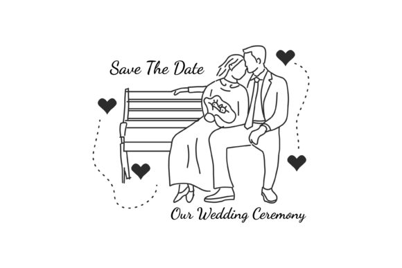 Illustration Sit on Park Wedding Couple: Capturing Romance in Vector