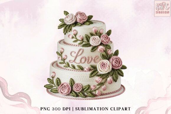 Love Wedding Cake Embroidered PNG: A Designer's Delight
