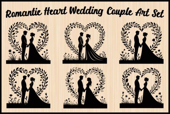 Timeless Elegance: The Romantic Heart Wedding Couple Art Set