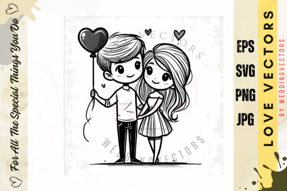 Timeless Romance: Using Wedding Couple and Love Vectors - C2676