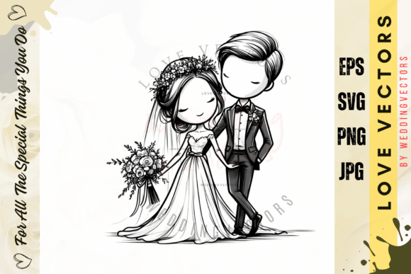 Timeless Romance: Using Wedding Couple Vectors C2623
