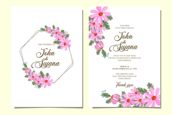 Watercolor Flora Wedding Invitation Card: An Editable Design