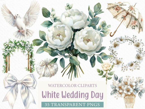 Watercolor White Wedding Day Clipart: A Designer's Secret Weapon