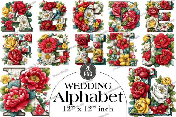Wedding Alphabet Clipart: 26 Designs for Your Projects