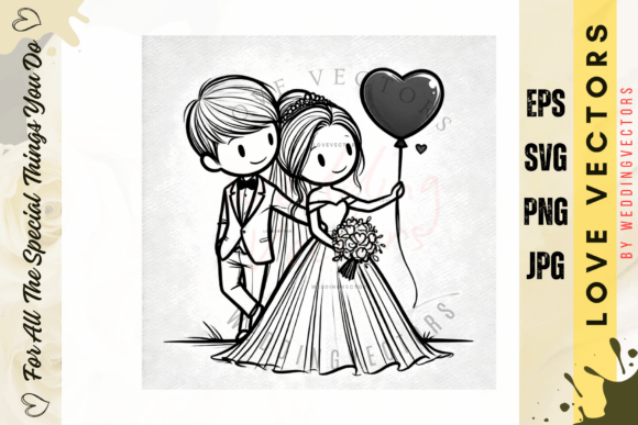 Wedding Couple and Love Vectors - C2260: Capturing Romance in Design