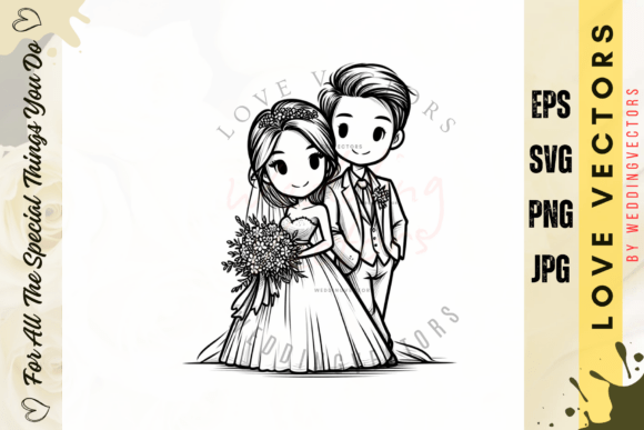 Wedding Couple and Love Vectors - C2491: A Design Asset for Emotional Storytelling