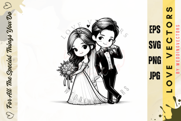 Wedding Couple and Love Vectors - C2603: Minimalist Love, Maximum Impact