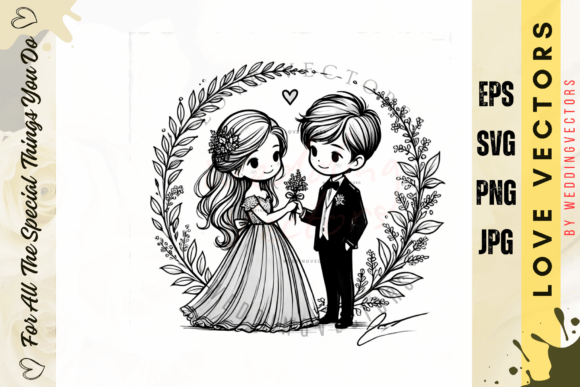 Wedding Couple and Love Vectors - C2606: Minimalist Luxury for Your Designs