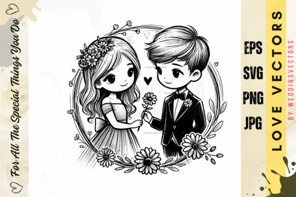 Wedding Couple and Love Vectors - C264: A Visual Serenade