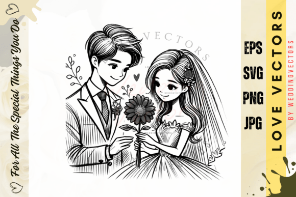Wedding Couple and Love Vectors - C284: A Timeless Emblem of Romance