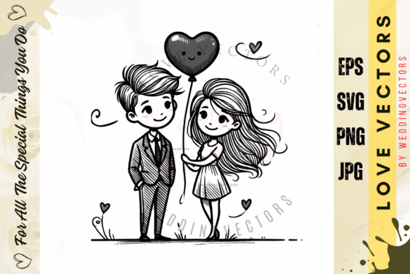 Wedding Couple and Love Vectors - C2877: Dreamy Watercolor Romance