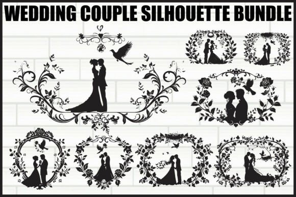 Wedding Couple Silhouette Set: Timeless Romance for Your Designs