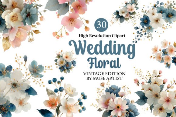 Wedding Floral Clipart: 30 Designs for Effortless Elegance